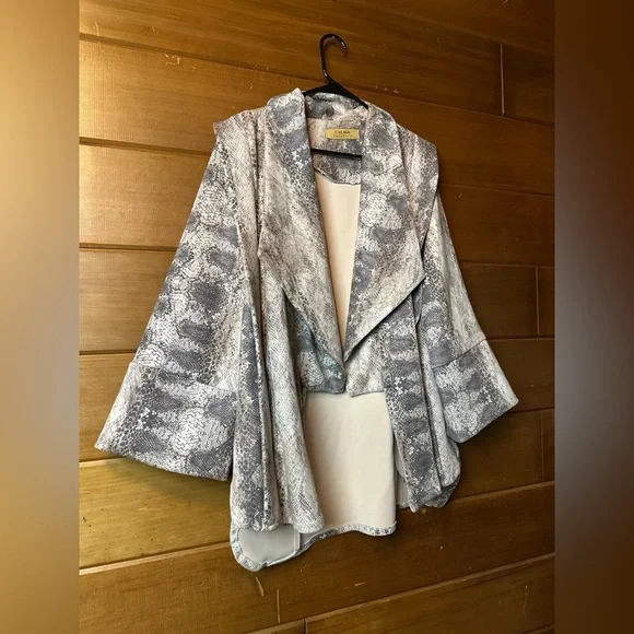 Y2K Snakeskin Drape Cross Over Jacket Women’s LARGE - Picture 7 of 13